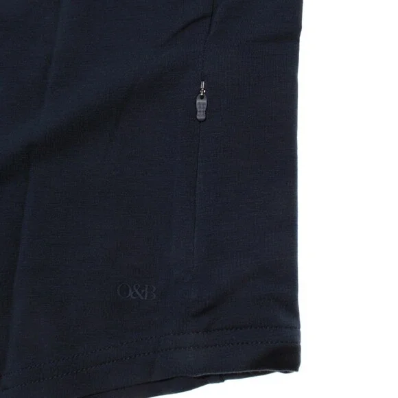 Orchard & Broome NWT Essex Short Sleeve Zip T-Shirt Size L in Blue Cotton Blend